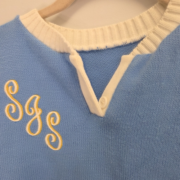 Vintage Varsity Spirit Cheerleader Sweater Blue Yellow Size S/M - Picture 4 of 7